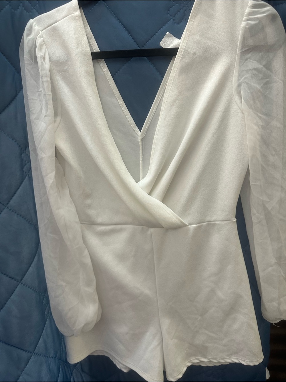 Windsor White V-Neck Long Sleeve Romper